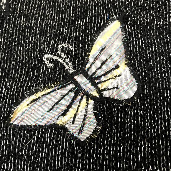 MARIEA KIM VTG Patchwork Sweater Women L Black/Silver Butterfly Retro 90's Y2K - Picture 5 of 10